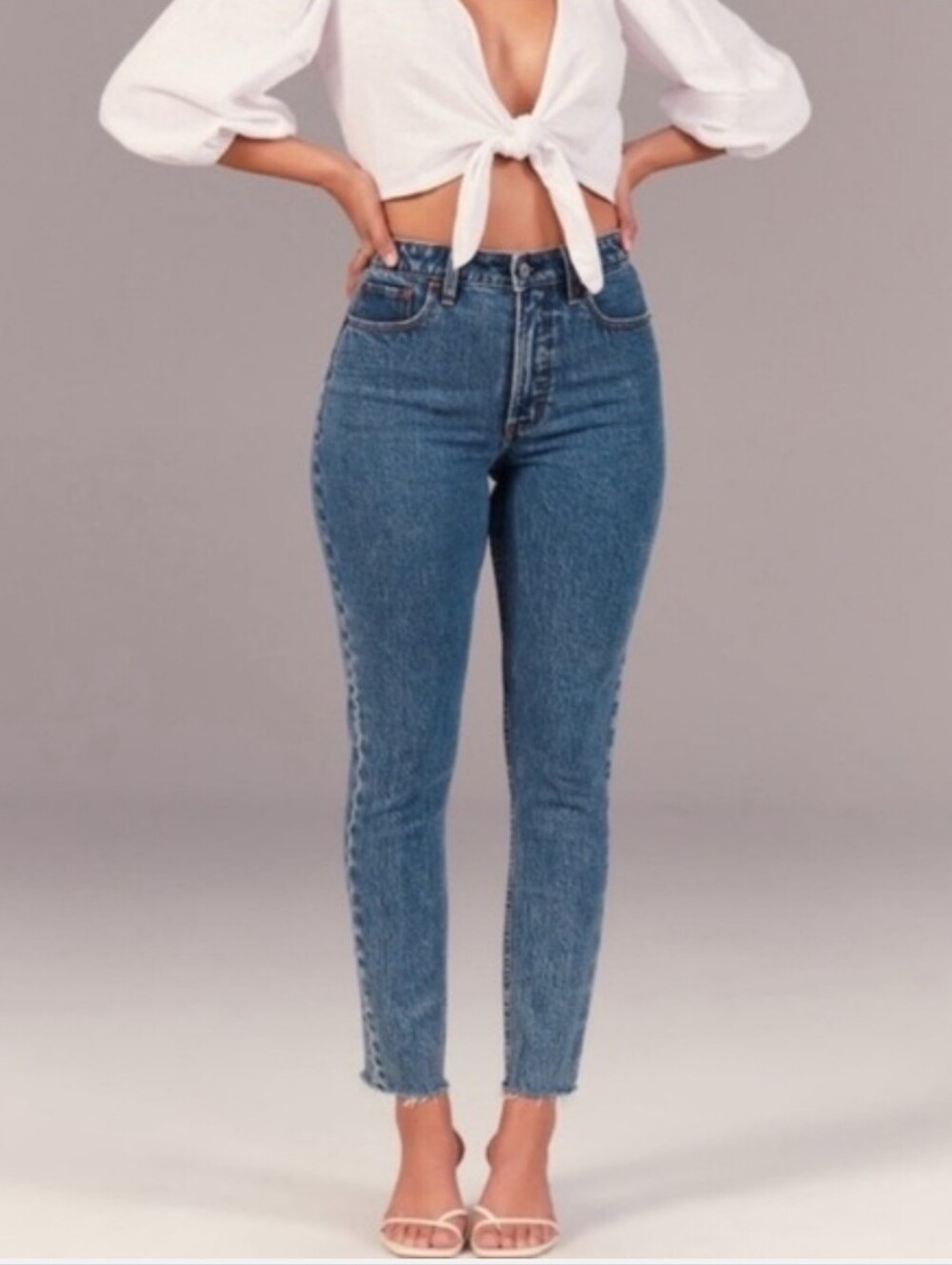 Abercrombie & Fitch Curve Love Blue The Skinny High-Rise Crop Jeans 26/2